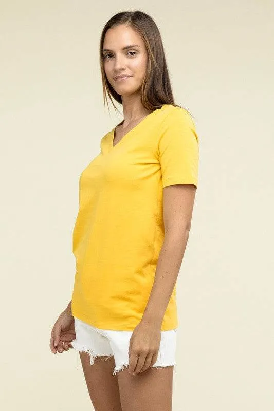 Zenana Casual Cotton V-Neck Short Sleeve T-Shirts