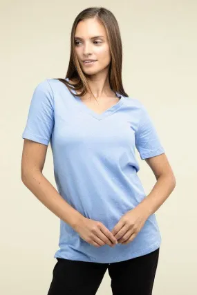 Zenana Casual Cotton V-Neck Short Sleeve T-Shirts