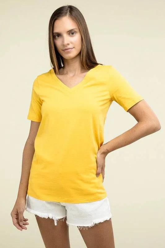 Zenana Casual Cotton V-Neck Short Sleeve T-Shirts