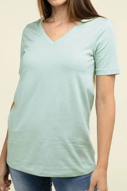 Zenana Casual Cotton V-Neck Short Sleeve T-Shirts